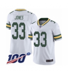 Men's Green Bay Packers #33 Aaron Jones White Vapor Untouchable Limited Player 100th Season Football Jersey