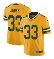 Men's Nike Green Bay Packers #33 Aaron Jones Elite Gold Rush Vapor Untouchable NFL Jersey