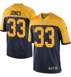 Men's Nike Green Bay Packers #33 Aaron Jones Game Navy Blue Alternate NFL Jersey