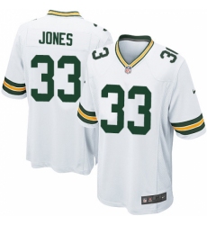 Men's Nike Green Bay Packers #33 Aaron Jones Game White NFL Jersey