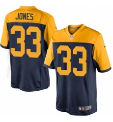 Men's Nike Green Bay Packers #33 Aaron Jones Limited Navy Blue Alternate NFL Jersey