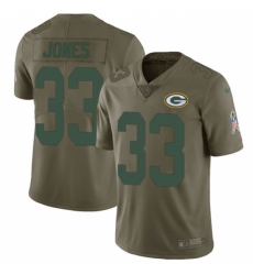 Men's Nike Green Bay Packers #33 Aaron Jones Limited Olive 2017 Salute to Service NFL Jersey