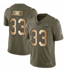 Men's Nike Green Bay Packers #33 Aaron Jones Limited Olive/Gold 2017 Salute to Service NFL Jersey
