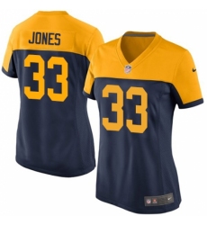 Women's Nike Green Bay Packers #33 Aaron Jones Limited Navy Blue Alternate NFL Jersey