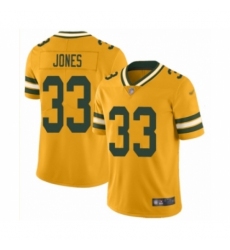 Youth Green Bay Packers #33 Aaron Jones Limited Gold Inverted Legend Football Jersey