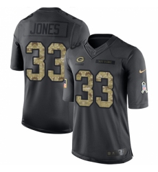 Youth Nike Green Bay Packers #33 Aaron Jones Limited Black 2016 Salute to Service NFL Jersey