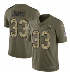 Youth Nike Green Bay Packers #33 Aaron Jones Limited Olive/Camo 2017 Salute to Service NFL Jersey