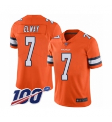 Men's Denver Broncos #7 John Elway Limited Orange Rush Vapor Untouchable 100th Season Football Jersey