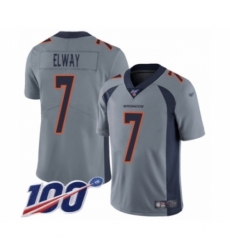 Men's Denver Broncos #7 John Elway Limited Silver Inverted Legend 100th Season Football Jersey