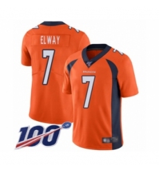 Men's Denver Broncos #7 John Elway Orange Team Color Vapor Untouchable Limited Player 100th Season Football Jersey
