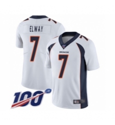 Men's Denver Broncos #7 John Elway White Vapor Untouchable Limited Player 100th Season Football Jersey