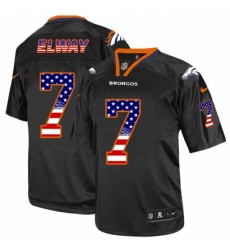 Men's Nike Denver Broncos #7 John Elway Elite Black USA Flag Fashion NFL Jersey