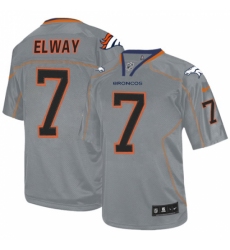 Men's Nike Denver Broncos #7 John Elway Elite Lights Out Grey NFL Jersey