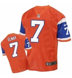 Men's Nike Denver Broncos #7 John Elway Elite Orange Throwback NFL Jersey