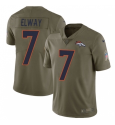 Men's Nike Denver Broncos #7 John Elway Limited Olive 2017 Salute to Service NFL Jersey