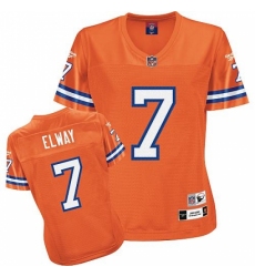 Reebok Denver Broncos #7 John Elway Orange Women's Throwback Team Color Replica NFL Jersey
