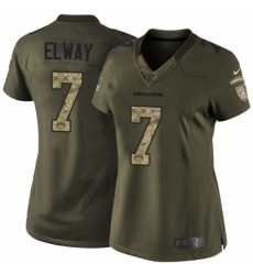Women's Nike Denver Broncos #7 John Elway Elite Green Salute to Service NFL Jersey
