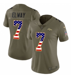 Women's Nike Denver Broncos #7 John Elway Limited Olive/USA Flag 2017 Salute to Service NFL Jersey