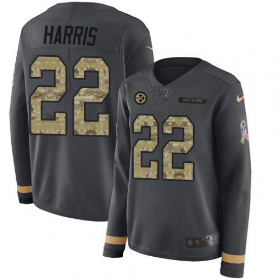 Women's Nike Pittsburgh Steelers #22 Najee Harris Anthracite Salute To Service Stitched NFL Limited Therma Long Sleeve Jersey Women's Nike Pittsburgh Steelers #22 Najee Harris Anthracite Salute To Service Stitched NFL Limited Therma Long Sleeve Jersey