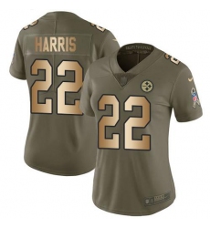Women's Nike Pittsburgh Steelers #22 Najee Harris Olive Gold Stitched NFL Limited 2017 Salute To Service Jersey