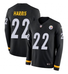 Youth Nike Pittsburgh Steelers #22 Najee Harris Black Team Color Stitched NFL Limited Therma Long Sleeve Jersey