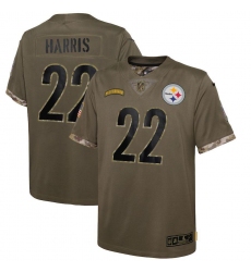 Youth Pittsburgh Steelers #22 Najee Harris Nike 2022 Salute To Service Limited Jersey - Olive