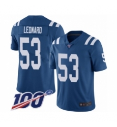 Men's Indianapolis Colts #53 Darius Leonard Royal Blue Team Color Vapor Untouchable Limited Player 100th Season Football Jersey