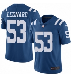 Men's Nike Indianapolis Colts #53 Darius Leonard Elite Royal Blue Rush Vapor Untouchable NFL Jersey