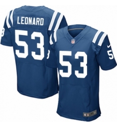 Men's Nike Indianapolis Colts #53 Darius Leonard Elite Royal Blue Team Color NFL Jersey