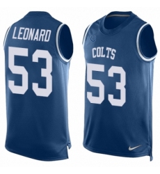 Men's Nike Indianapolis Colts #53 Darius Leonard Limited Royal Blue Player Name & Number Tank Top NFL Jersey