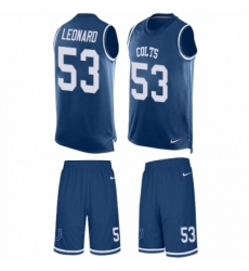 Men's Nike Indianapolis Colts #53 Darius Leonard Limited Royal Blue Tank Top Suit NFL Jersey
