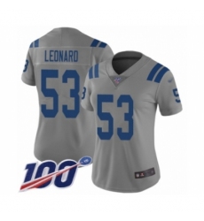 Women's Indianapolis Colts #53 Darius Leonard Limited Gray Inverted Legend 100th Season Football Jersey
