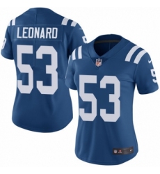 Women's Nike Indianapolis Colts #53 Darius Leonard Royal Blue Team Color Vapor Untouchable Elite Player NFL Jersey