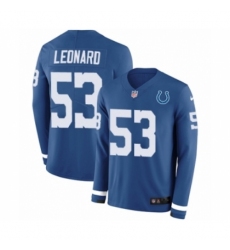 Youth Nike Indianapolis Colts #53 Darius Leonard Limited Blue Therma Long Sleeve NFL Jersey