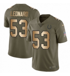 Youth Nike Indianapolis Colts #53 Darius Leonard Limited Olive Gold 2017 Salute to Service NFL Jersey