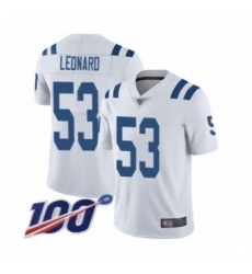 Youth Nike Indianapolis Colts #53 Darius Leonard White Vapor Untouchable Limited Player 100th Season NFL Jersey