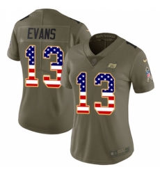 Women's Nike Tampa Bay Buccaneers #13 Mike Evans Limited Olive/USA Flag 2017 Salute to Service NFL Jersey