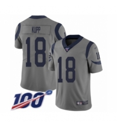 Men's Los Angeles Rams #18 Cooper Kupp Limited Gray Inverted Legend 100th Season Football Jersey