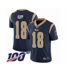 Men's Los Angeles Rams #18 Cooper Kupp Navy Blue Team Color Vapor Untouchable Limited Player 100th Season Football Jersey