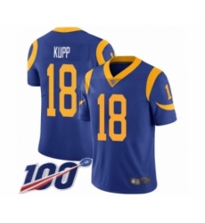 Men's Los Angeles Rams #18 Cooper Kupp Royal Blue Alternate Vapor Untouchable Limited Player 100th Season Football Jersey