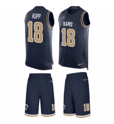 Men's Nike Los Angeles Rams #18 Cooper Kupp Limited Navy Blue Tank Top Suit NFL Jersey