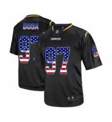 Men's Los Angeles Chargers #97 Joey Bosa Elite Black USA Flag Fashion Football Jersey