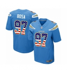 Men's Los Angeles Chargers #97 Joey Bosa Elite Electric Blue Alternate USA Flag Fashion Football Jersey