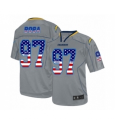Men's Los Angeles Chargers #97 Joey Bosa Elite Grey USA Flag Fashion Football Jersey