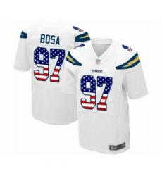 Men's Los Angeles Chargers #97 Joey Bosa Elite White Road USA Flag Fashion Football Jersey