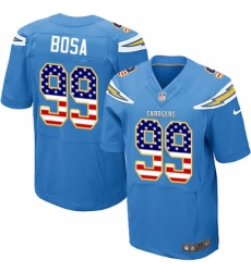 Men's Nike Los Angeles Chargers #99 Joey Bosa Elite Electric Blue Alternate USA Flag Fashion NFL Jersey