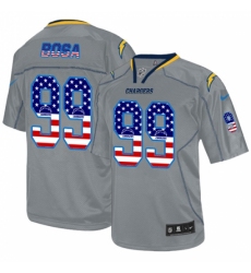 Men's Nike Los Angeles Chargers #99 Joey Bosa Elite Grey USA Flag Fashion NFL Jersey