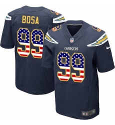 Men's Nike Los Angeles Chargers #99 Joey Bosa Elite Navy Blue Home USA Flag Fashion NFL Jersey