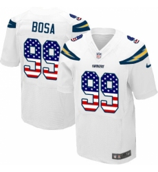 Men's Nike Los Angeles Chargers #99 Joey Bosa Elite White Road USA Flag Fashion NFL Jersey