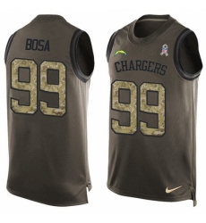 Men's Nike Los Angeles Chargers #99 Joey Bosa Limited Green Salute to Service Tank Top NFL Jersey